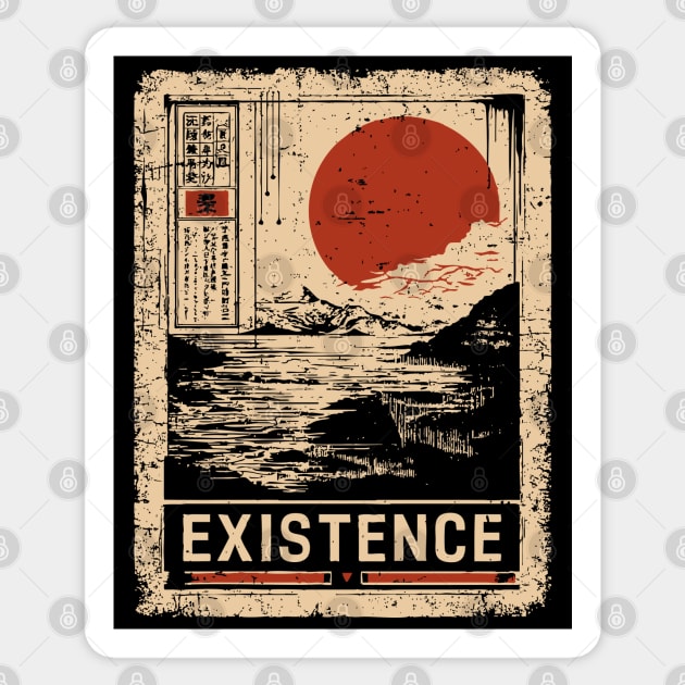 EXISTENCE – Minimalist Surreal Landscape Poster Sticker by TuncGK